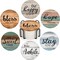 Coaster for Drinks Set of 6, Wooden Planks Wood Paint Table Absorbent Round Ceramic Stone Mat, with Cork Base and Metal Holder, Gift for Housewarming Room Bar Decor